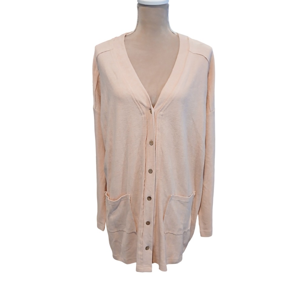 Heyson Peach Large Longline Button Front Cardigan Large NWT Oversized Comfy